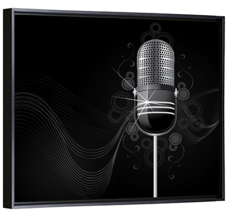 Vintage Studio Microphone Illustration Wall Art