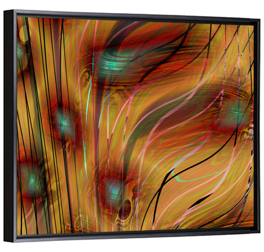 Wavy Teal and Orange Abstract Wall Art
