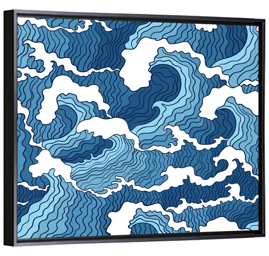 Blue Wave Seamless Pattern Wall Art