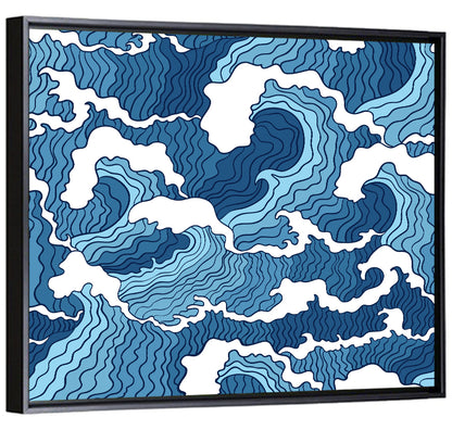 Blue Wave Seamless Pattern Wall Art