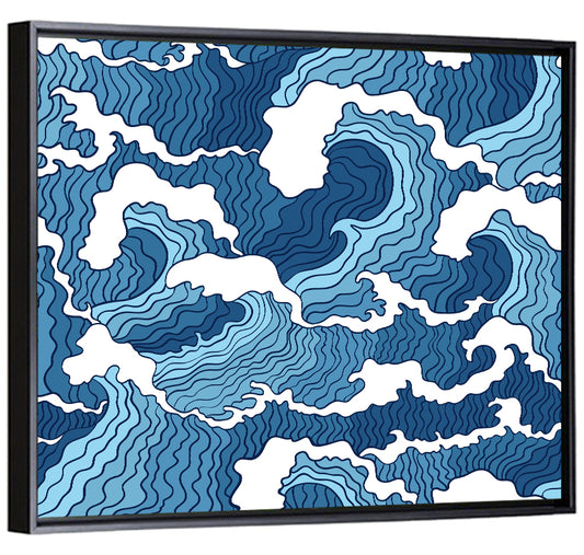 Blue Wave Seamless Pattern Wall Art