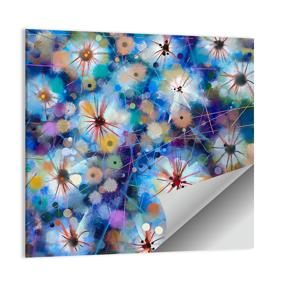 Blue Watercolor Floral Abstraction Wall Art