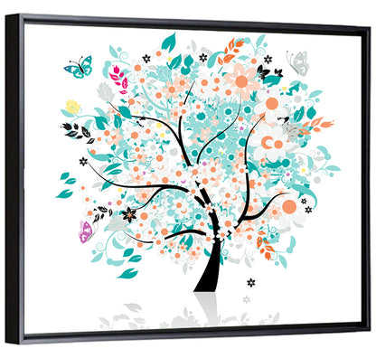 Whimsical Floral Tree Illustration Wall Art