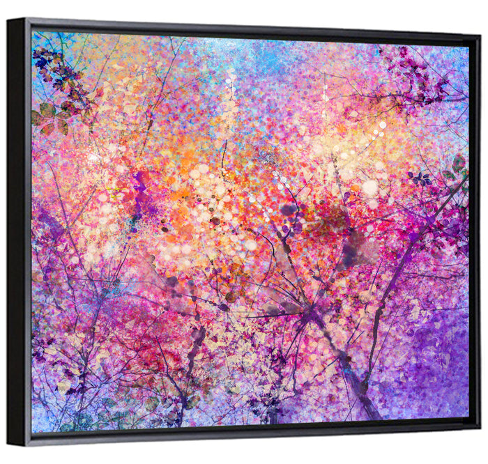 Cherry Blossom Canopy Illustration Wall Art as a framed canvas