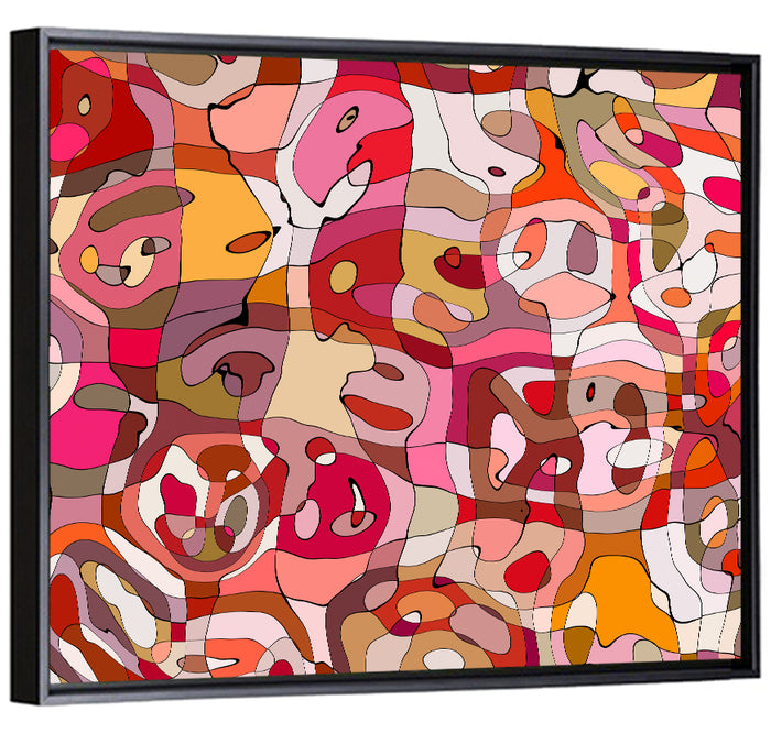 Vibrant Organic Mosaic Abstract Wall Art as a framed canvas