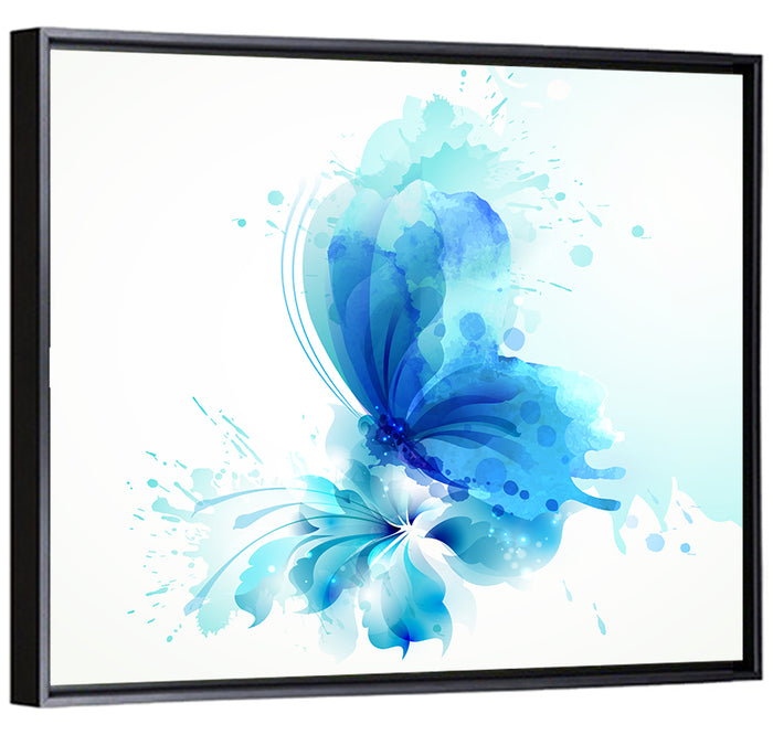 Blue Watercolor Butterfly Wall Art as a framed canvas