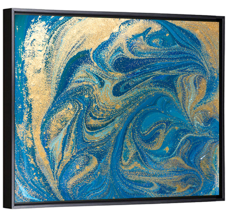 Hand Drawn Blue Marbling Texture Wall Art