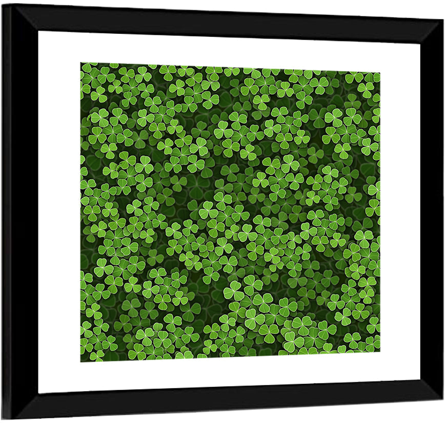 Emerald Shamrock Pattern Illustration Wall Art
