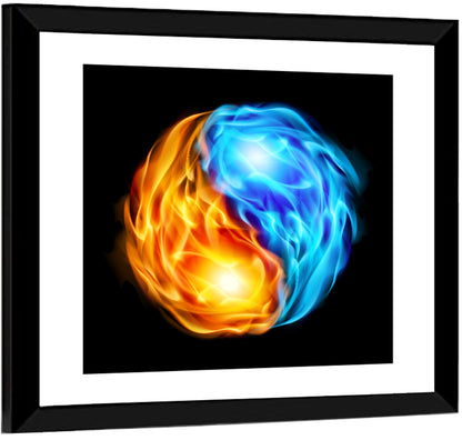Flaming Yin Yang Symbol Wall Art