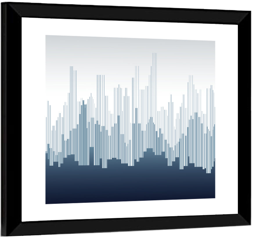 Abstract Blue City Skyline Wall Art