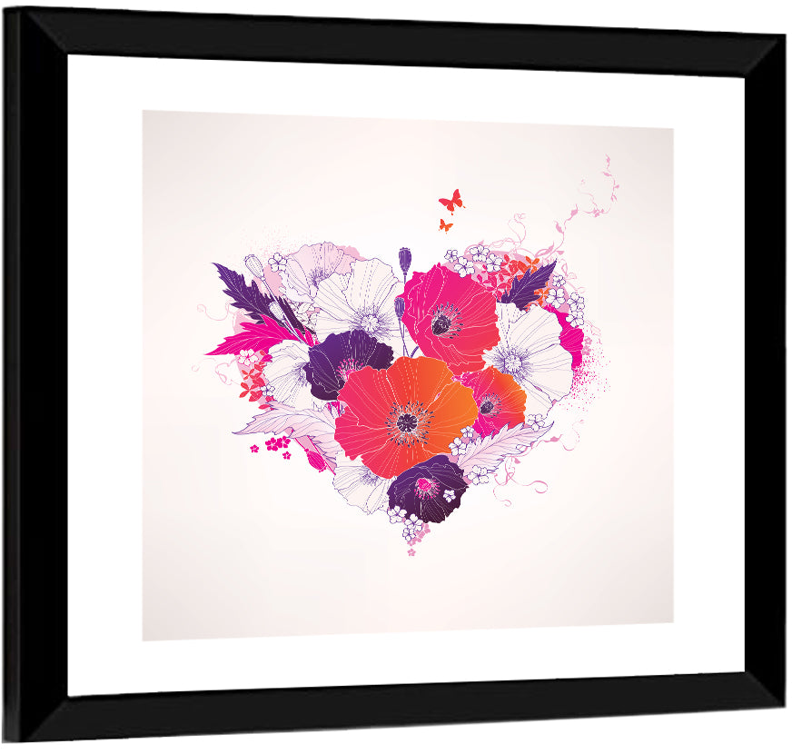 Poppy Heart Illustration Wall Art
