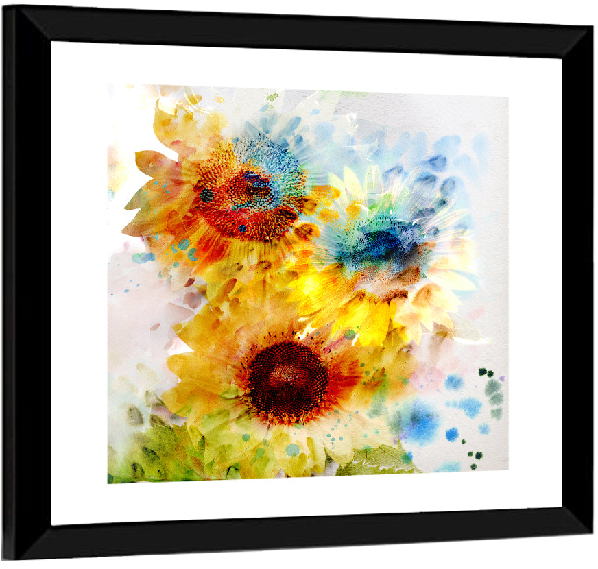Watercolor Sunflower Trio Wall Art