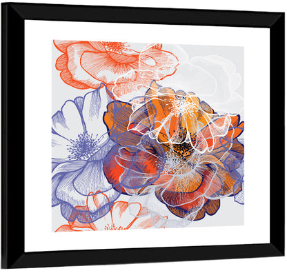 Layered Rose Collage Pattern Wall Art