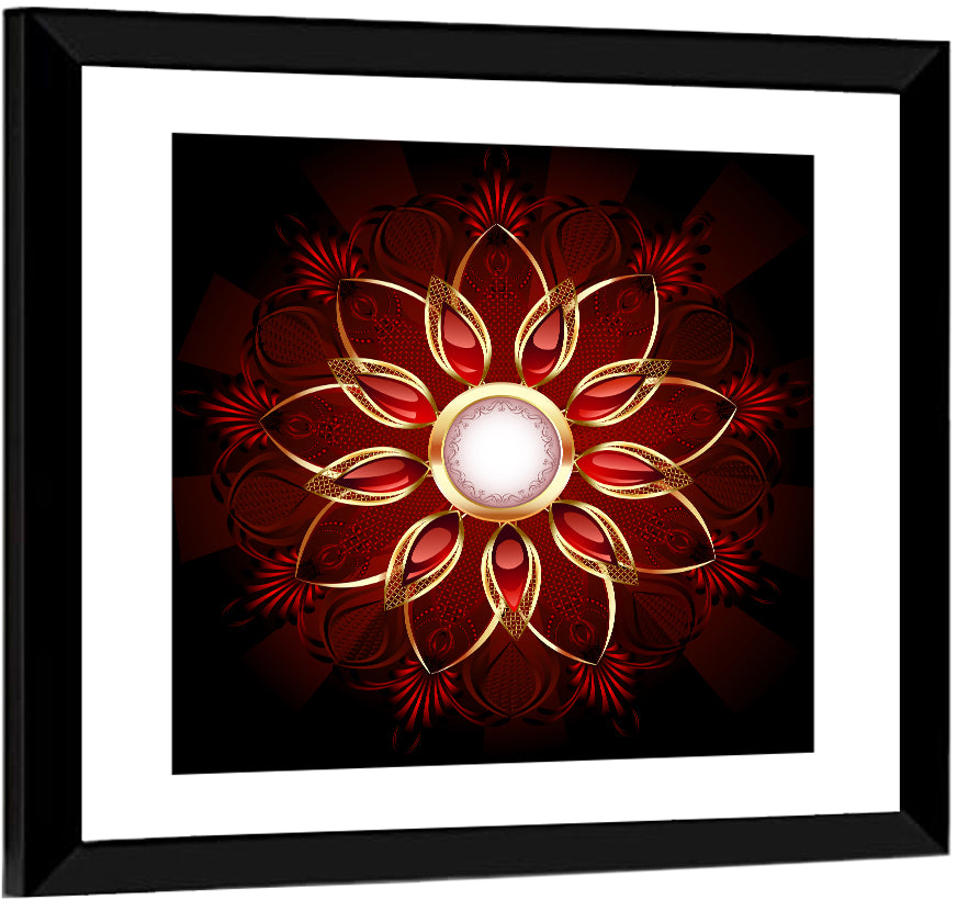 Ornamental Ruby Mandala Wall Art