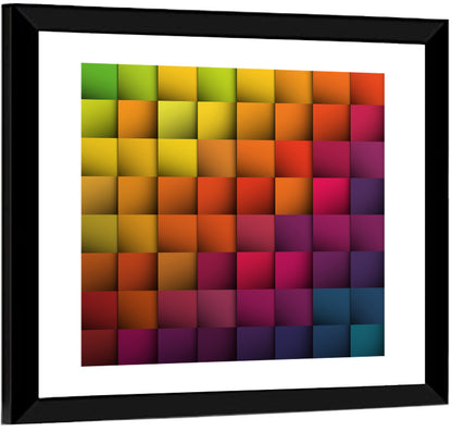 Vibrant Gradient Squares Grid Wall Art