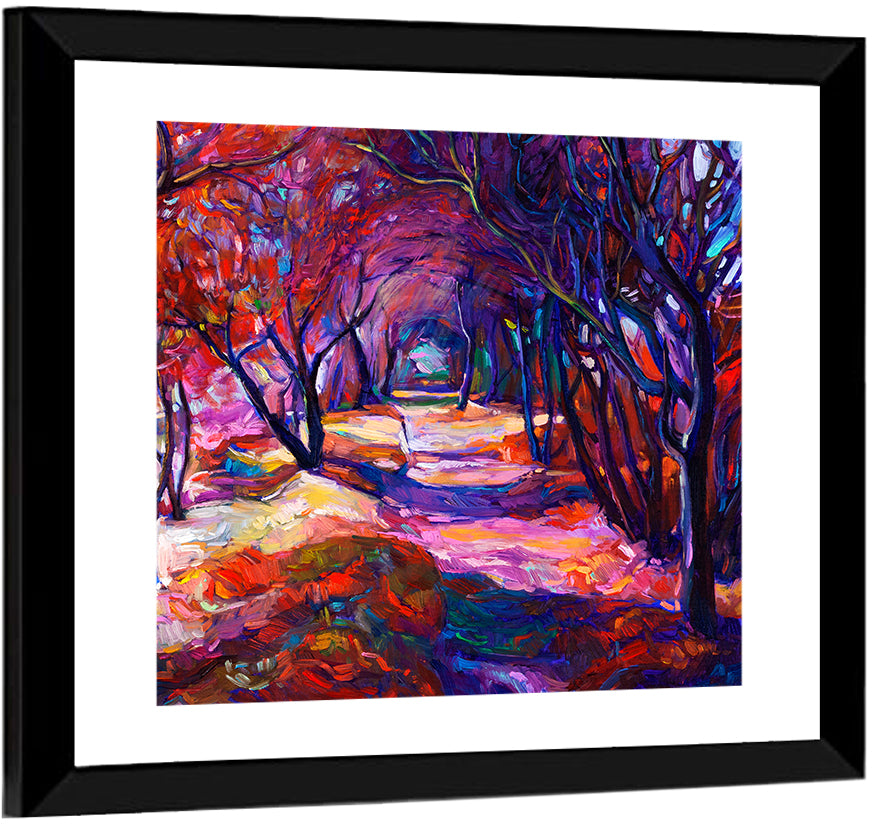 Autumn Woodland Path Oil Painting Wall Art