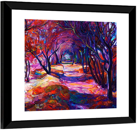 Autumn Woodland Path Oil Painting Wall Art