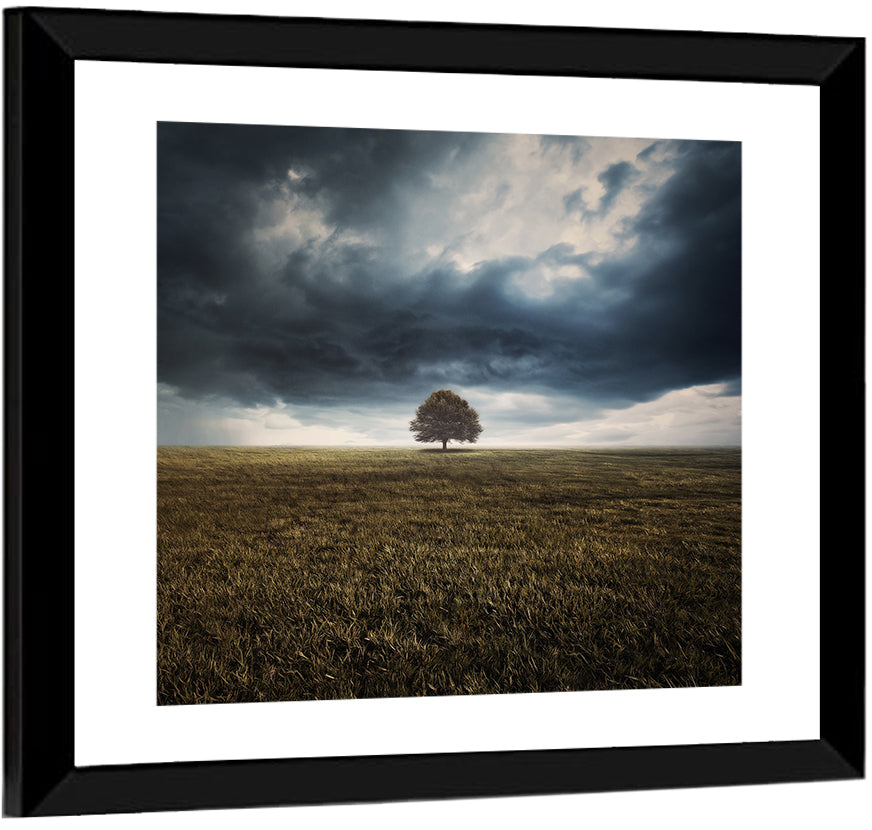 Lone Tree Under Storm Clouds Wall Art
