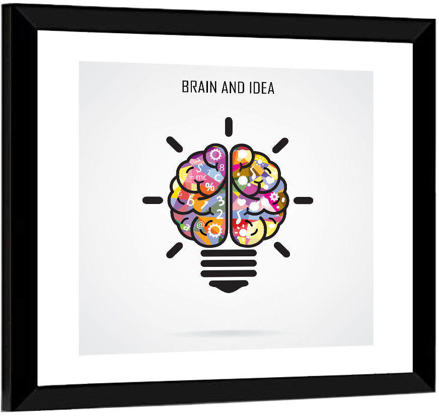 Split Brain Lightbulb Illustration Wall Art