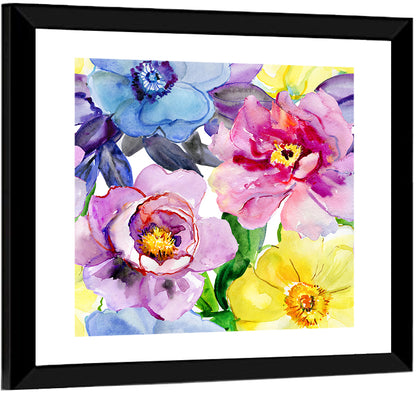 Vibrant Watercolor Floral Arrangement Wall Art