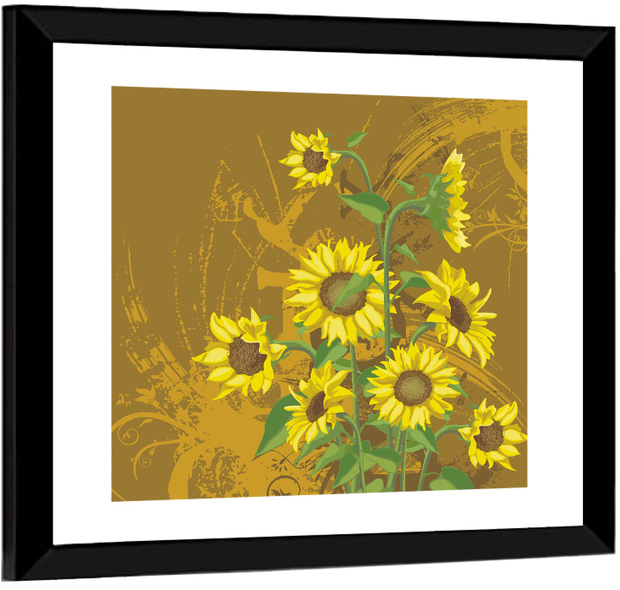 Sunflower Bunch Illustration Wall Art