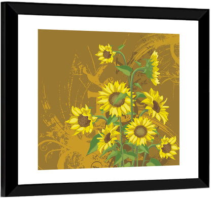 Sunflower Bunch Illustration Wall Art