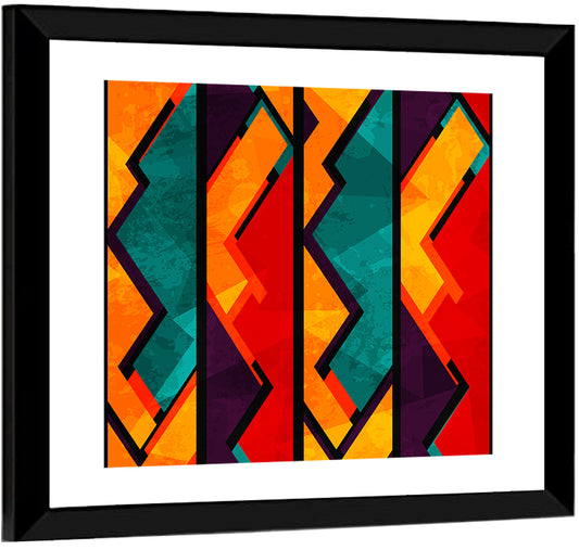 Four Panel African Geometric Pattern Wall Art