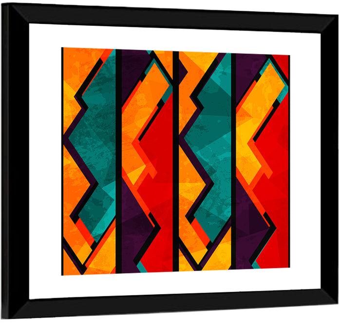 Four Panel African Geometric Pattern Wall Art as a framed print