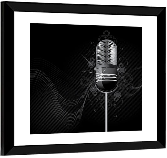 Vintage Studio Microphone Illustration Wall Art