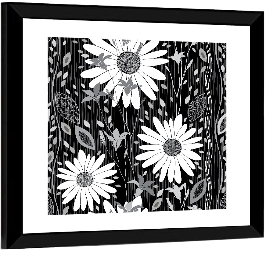 Monochrome Flowers Abstract Wall Art