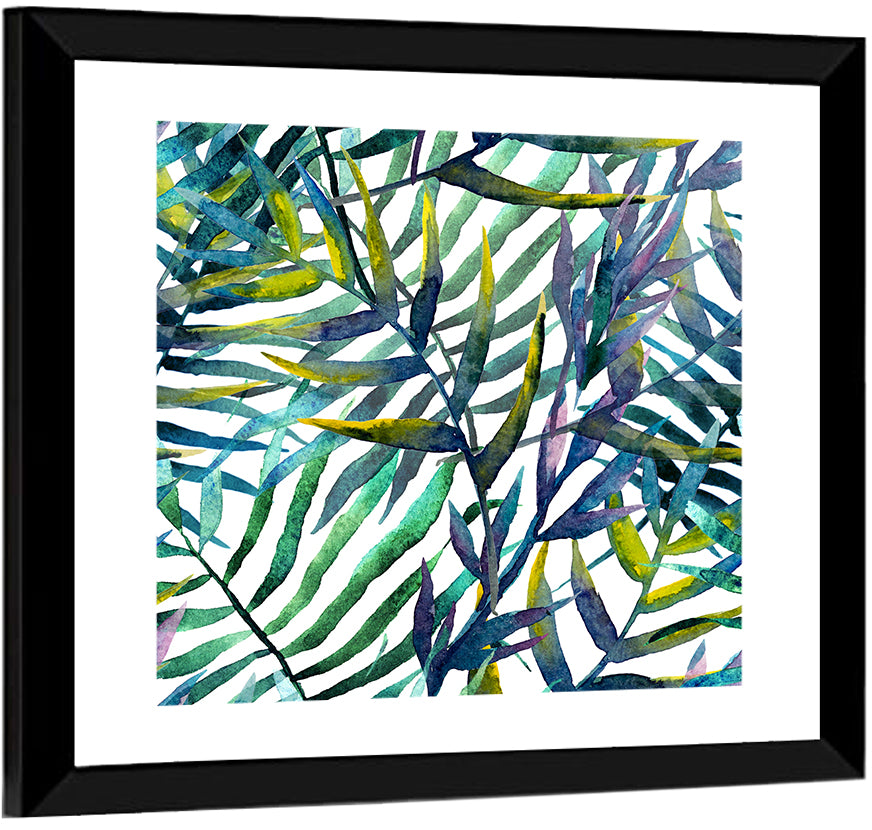 Watercolor Palm Stripe Pattern Wall Art