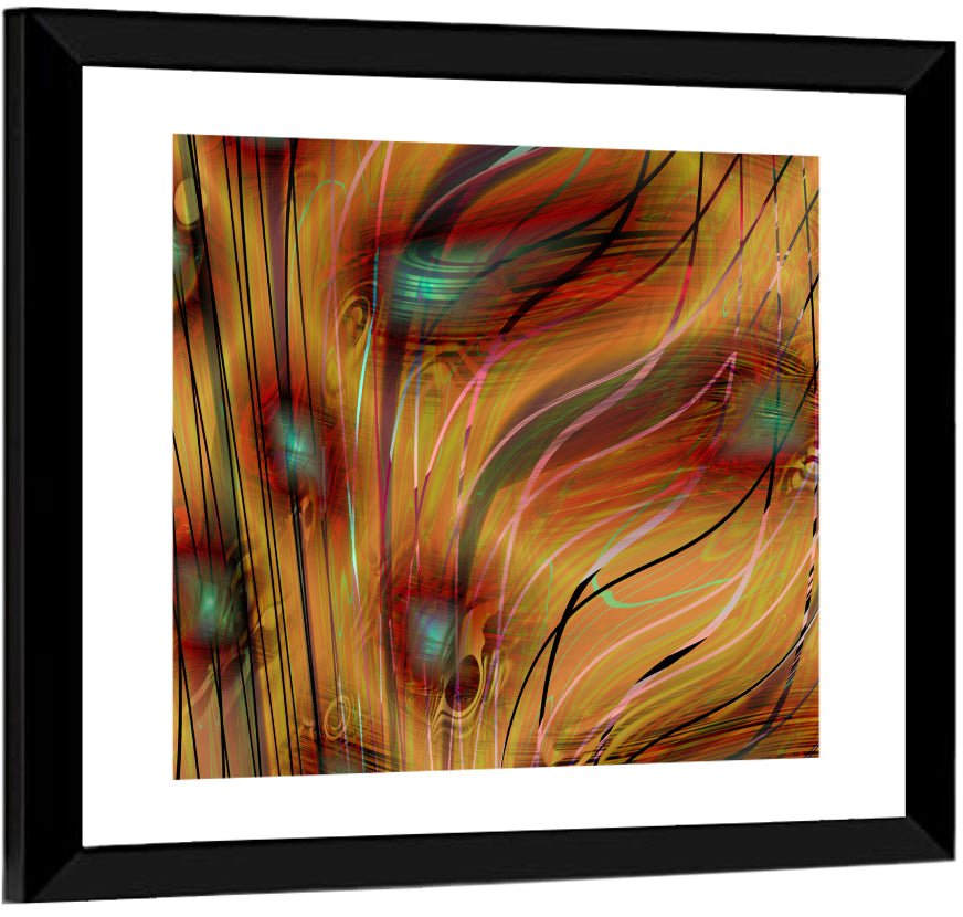 Wavy Teal and Orange Abstract Wall Art