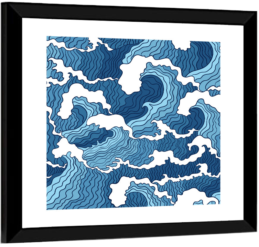 Blue Wave Seamless Pattern Wall Art