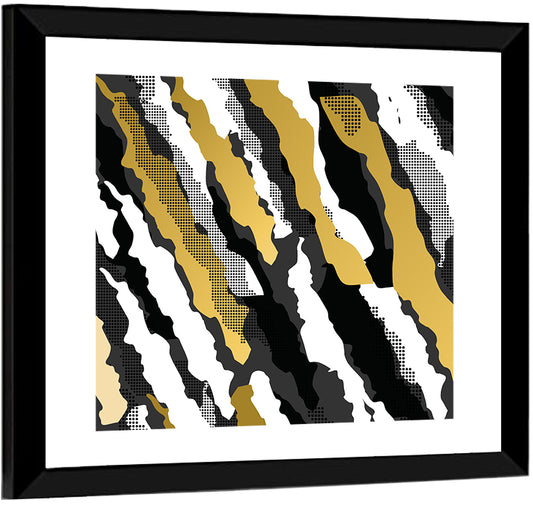 Retro 80s Diagonal Camouflage Pattern Wall Art