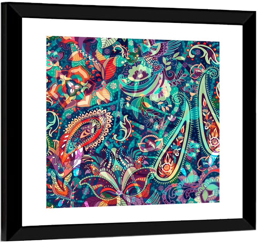 Bohemian Paisley Floral Pattern Wall Art