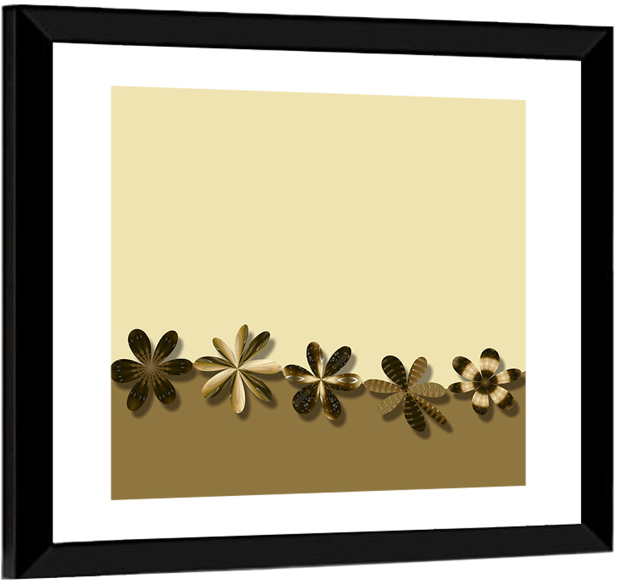 Brown Stylized Flowers Wall Art