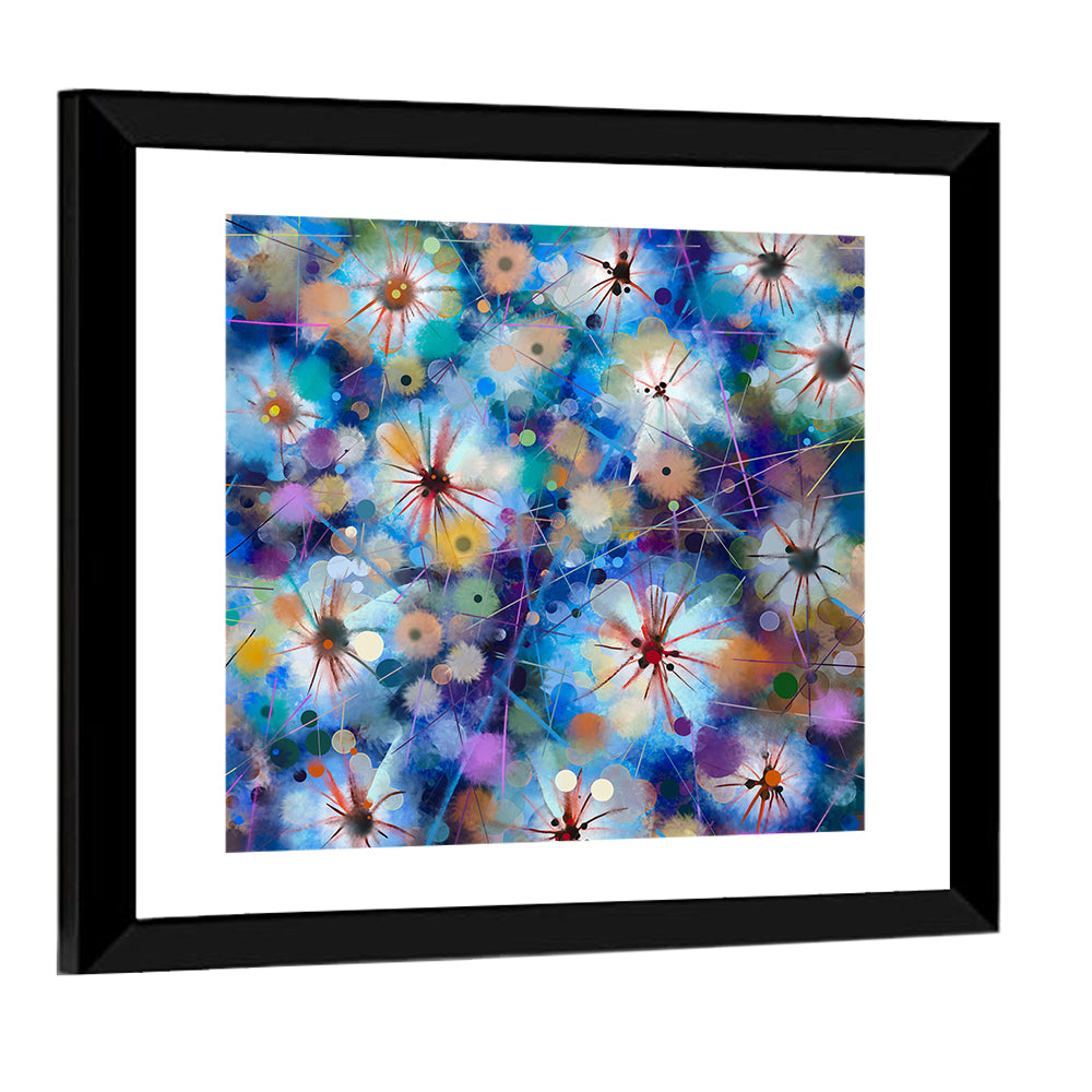 Blue Watercolor Floral Abstraction Wall Art