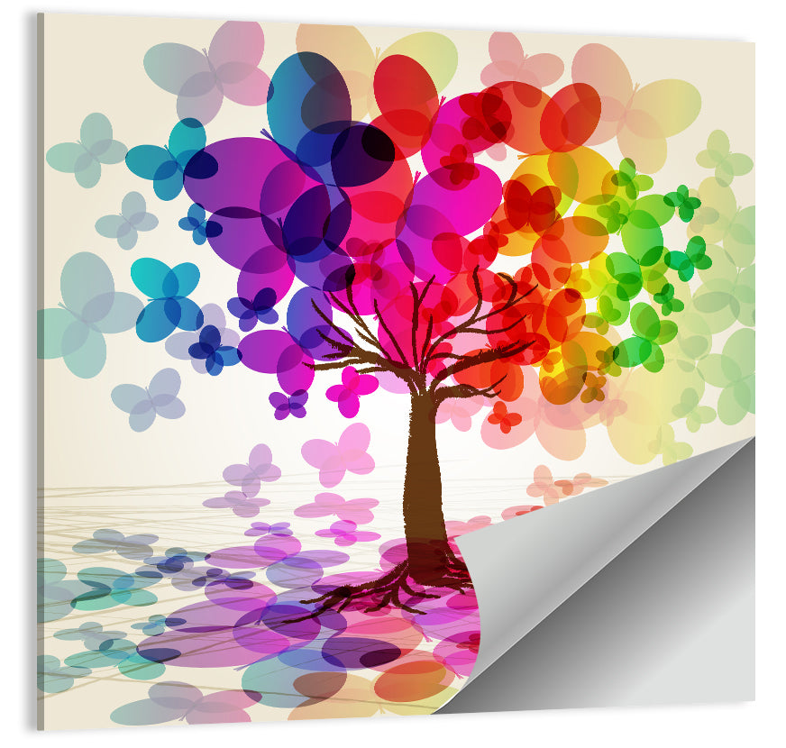 Rainbow Butterfly Tree Wall Art