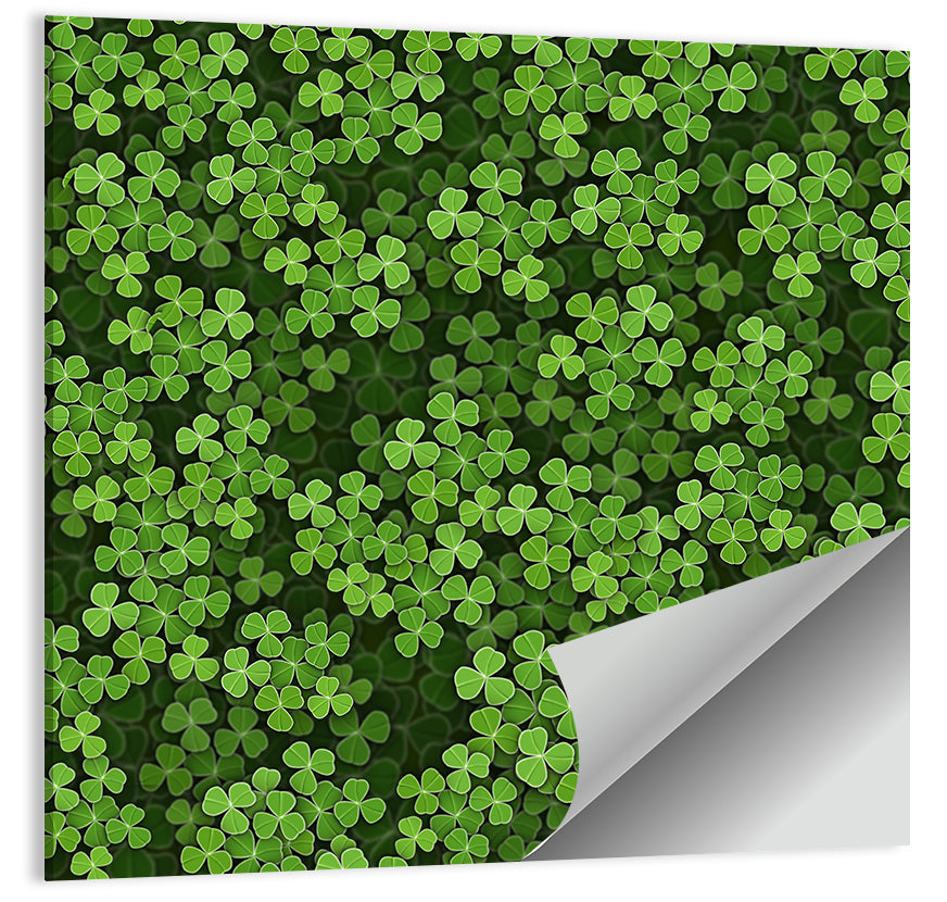 Emerald Shamrock Pattern Illustration Wall Art