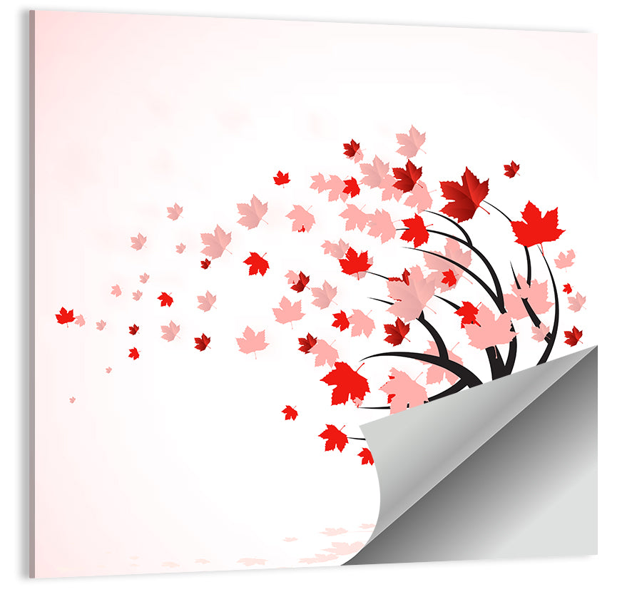 Windblown Autumn Tree Illustration Wall Art