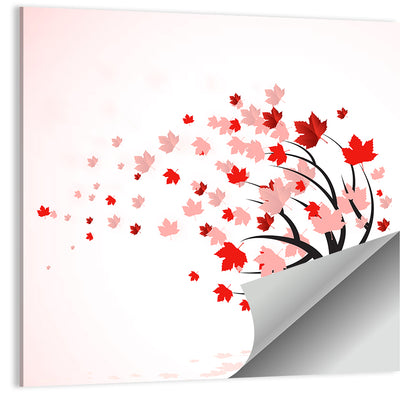 Windblown Autumn Tree Illustration Wall Art