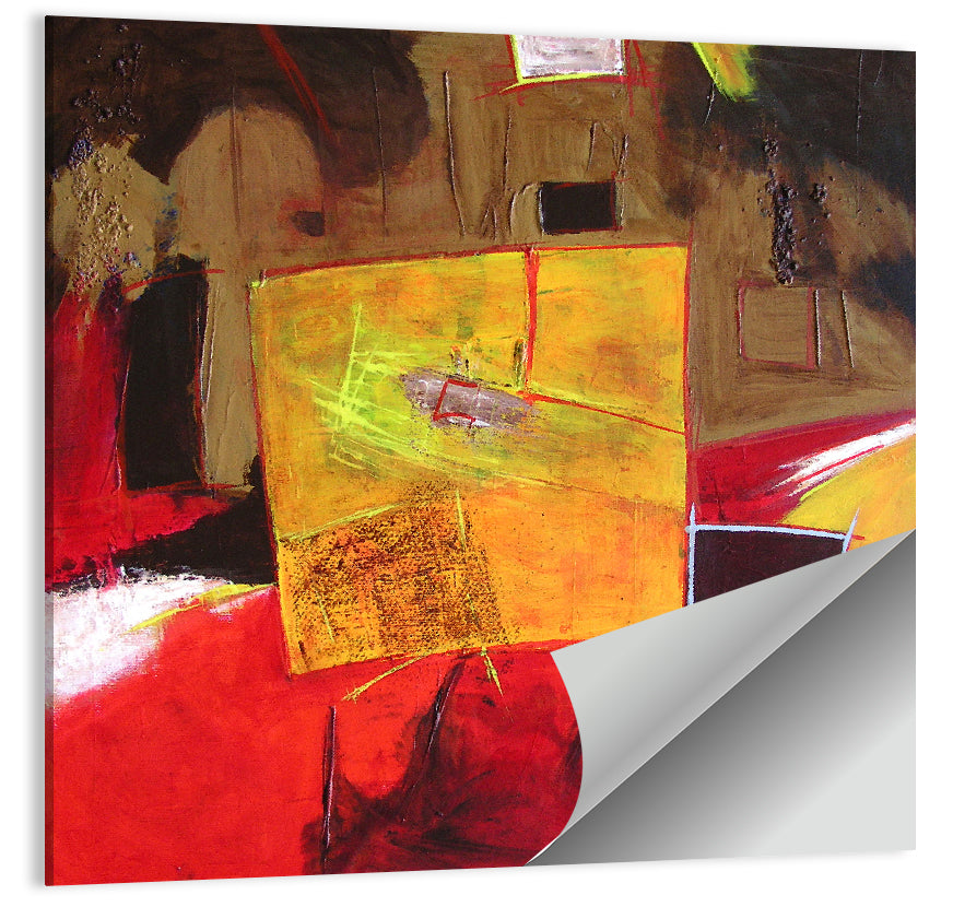 Geometric Abstract in Red and Yellow Wall Art