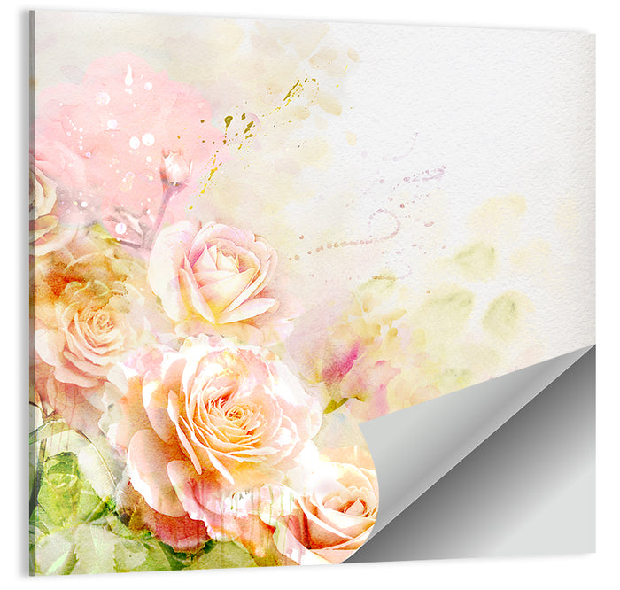 Romantic Watercolor Rose Cluster Wall Art as a poster print