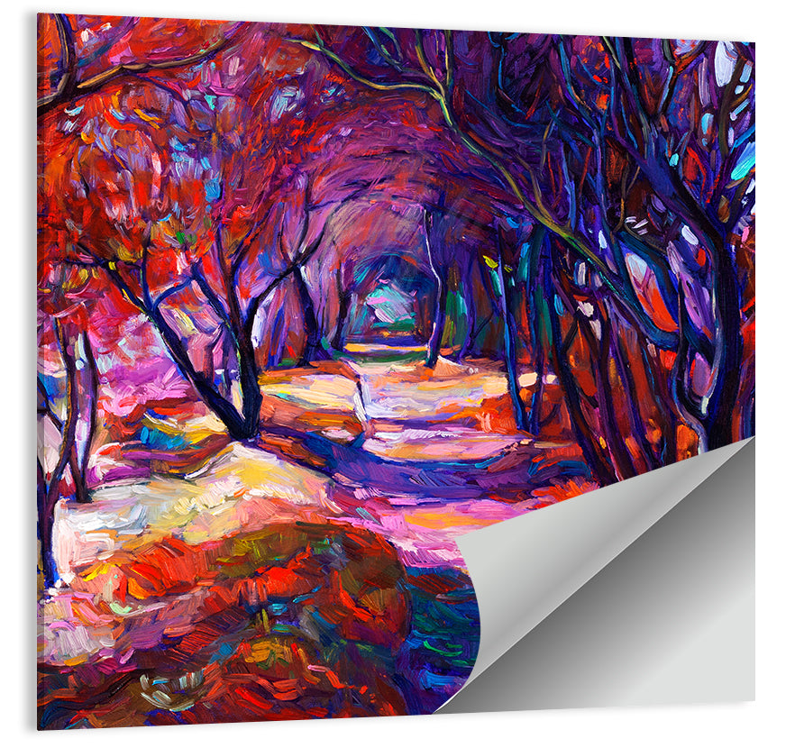 Autumn Woodland Path Oil Painting Wall Art
