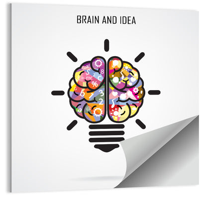 Split Brain Lightbulb Illustration Wall Art