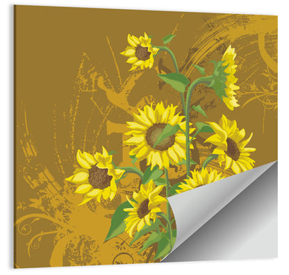 Sunflower Bunch Illustration Wall Art