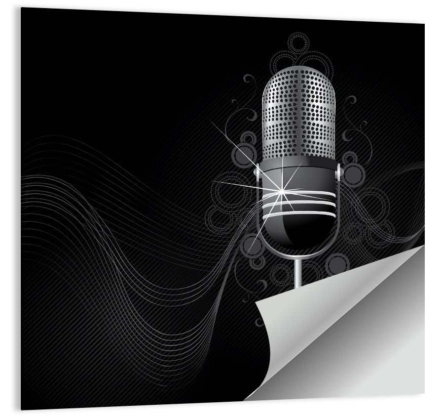 Vintage Studio Microphone Illustration Wall Art