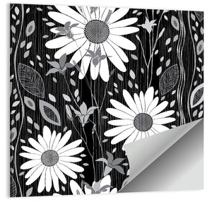 Monochrome Flowers Abstract Wall Art