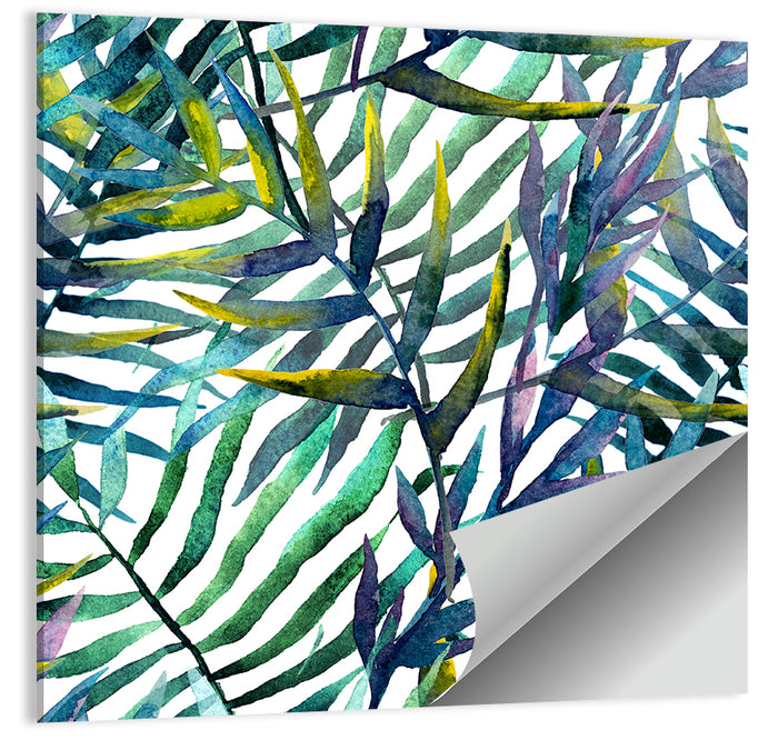 Watercolor Palm Stripe Pattern Wall Art as a poster print