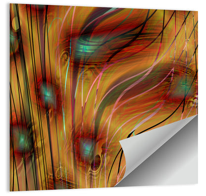 Wavy Teal and Orange Abstract Wall Art
